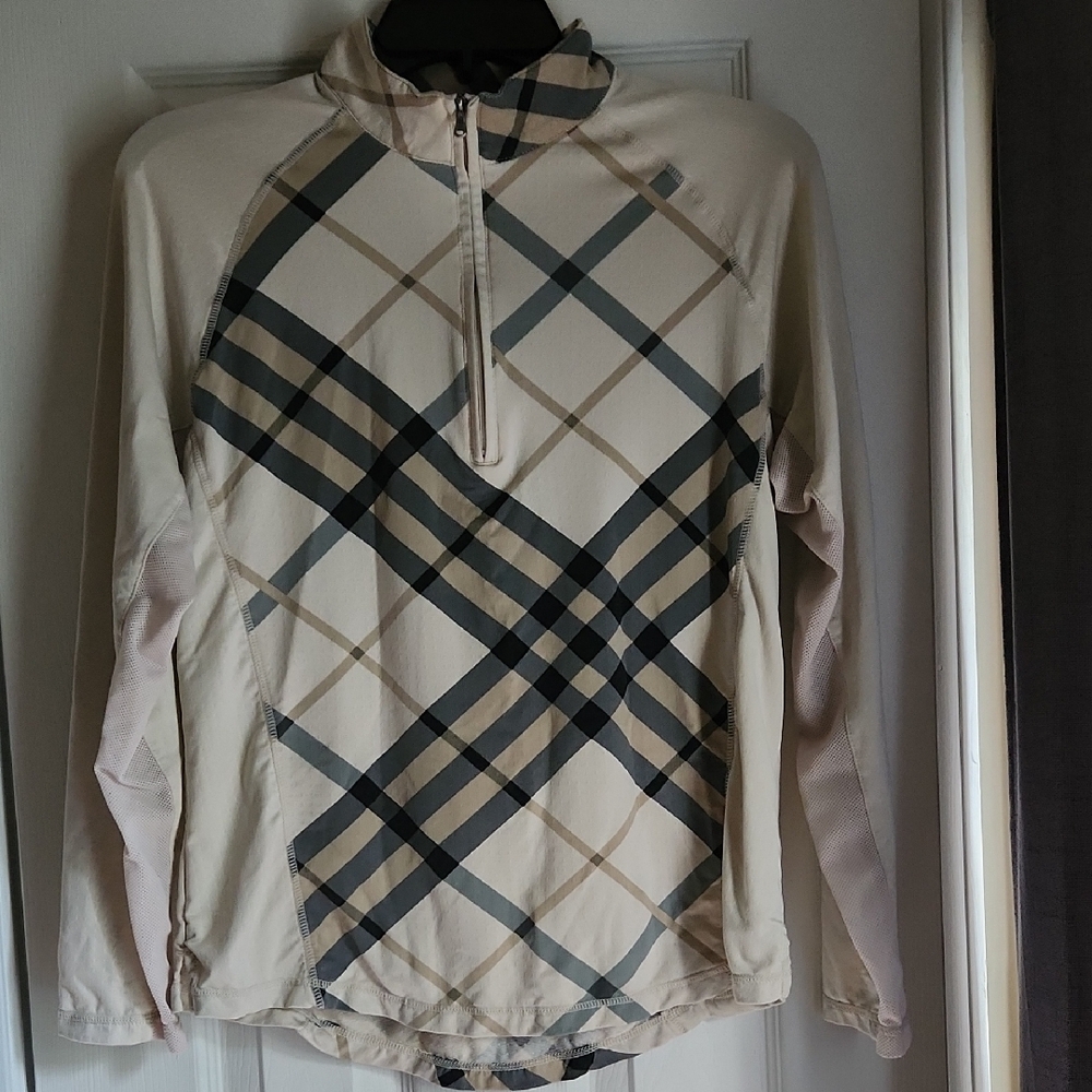Cream and Black Graphic Polo Sweatshirt